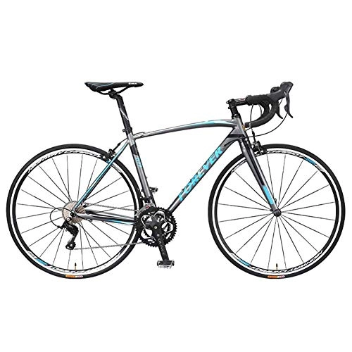 Road Bike : Adult Road Bike, 18 Speed Ultra-Light Aluminum Alloy Frame Bicycle, 700 * 25C Tires, City Utility Bike, Perfect for Road or Dirt Trail Touring, Black, Blue