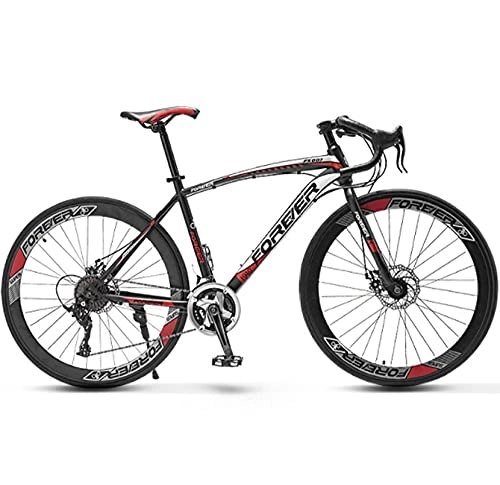 Road Bike : Adult Road Bike, 700C City Bike For Men And Women Competition, High Carbon Steel Frame, Dual Disc Brake City Road Bicycle-27-Speed 60 Knife - Black Red_26 Inches