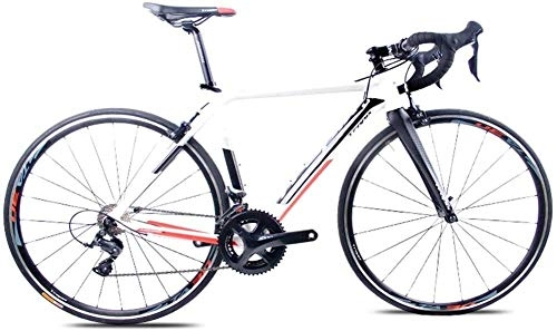 Road Bike : Adult Road Bike, Professional 18-Speed Racing Bicycle, Ultra-Light Aluminium Frame Double V Brake Racing Bicycle, Perfect for Road Or Dirt Trail Touring, White, TA30 (Color : White, Size : X6)