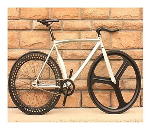 Road Bike : AFTWLKJ Bicycle Fixed Gear Bike Aluminum Alloy with Eye-catching Multi-color Adult Male and Female Students (Color : Silver, Size : 52cm(175cm 190cm))
