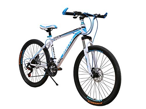 Road Bike : ALOUS Climber 26 inch mountain bike, bicycle chain mountain bike, disc brake full suspension boy bicycle and men's bicycle (Color : Blue)