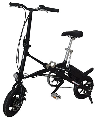 Road Bike : Aluminum Alloy (Range: 40 to 80 KM) 12 inch Cavalier Foldable eBike / eRrider FoldAway Electric e Bike (environmentally friendly li-ion battery) (Black)