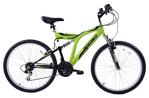 Road Bike : Ammaco Grasshopper 26" Wheel Dual Full Suspension 18 Speed Mens Bike 16" Frame Green