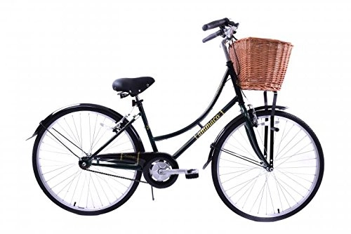 Road Bike : AMMACO HERITAGE CLASSIC DUTCH STYLE LADIES TRADITIONAL BIKE WICKER BASKET BRITISH RACING GREEN 16" FRAME
