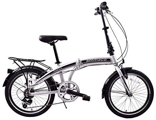 Road Bike : Ammaco. Pakka 20" Wheel Folding City Commuter Caravan Folder Bike 6 Speed Silver / Black