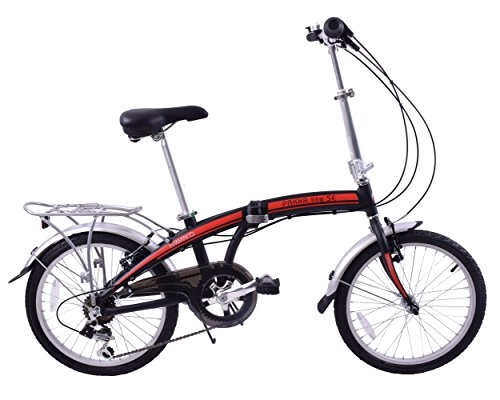 Road Bike : Ammaco Pakka Lite 20" Wheel Alloy Folding Commuter Bike Lightweight 6 Speed Black / Red