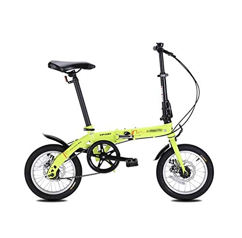 Road Bike : AOHMG Folding Bike Lightweight Single-Speed Foldable Bike, With Comfort Saddle Durable Frame, Green_14in
