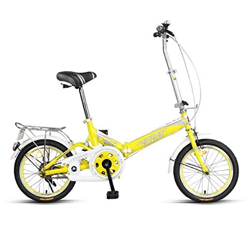 Road Bike : AOHMG Folding Bikes for Adults Lightweight, Single-Speed City Folding Bicycle Reinforced Frame, Yellow_16in