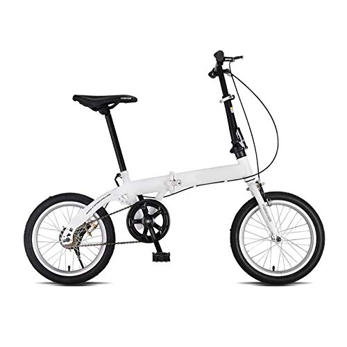 Road Bike : AOHMG Folding Bikes for Adults Lightweight, Single-Speed Foldable Bike With Comfort Saddle, White_16in
