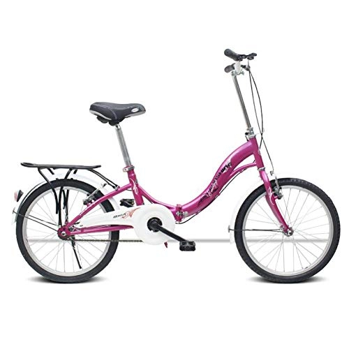 Road Bike : AOHMG Folding Bikes for Adults Lightweight, Single-Speed Reinforced Frame With Fenders, Red 1_20in