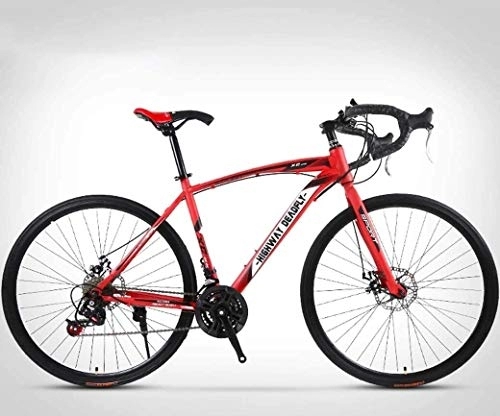 Road Bike : Aoyo 26-Inch Road Bicycle, 24-Speed Bikes, Double Disc Brake, High Carbon Steel Frame, Road Bicycle Racing, Men's And Women Adult-Only, (Color : Red)