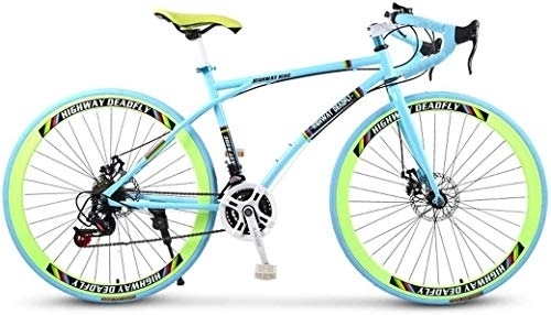 Road Bike : Aoyo Road Bicycle, 24-Speed 26 Inch Bikes, Double Disc Brake, High Carbon Steel Frame, Road Bicycle Racing, Men's And Women Adult-Only (Color : G)