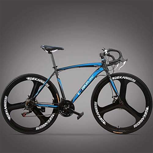 Road Bike : AP.DISHU 21 Speed Road Bike 26 Inches Men Road Bicycle Disc Brakes Carbon Steel Commuter Bike 700C Wheels Adult City Utility Bike, Blue