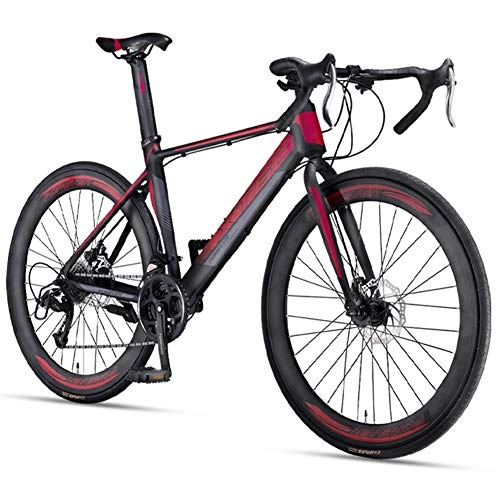 Road Bike : AP.DISHU 27 Speed Road Bike Bicycle Unisex Aluminum Alloy Frame 700C Racing Bike Dual Disc Brake, Red