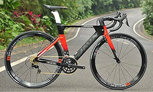 Road Bike : ASEDF Carbon Fiber Road Bike, Complete Carbon Racing Road Bike 21 Speed With Shimano R7000 Group Set and Hydraulic Disc Brake and Thru Axle System red