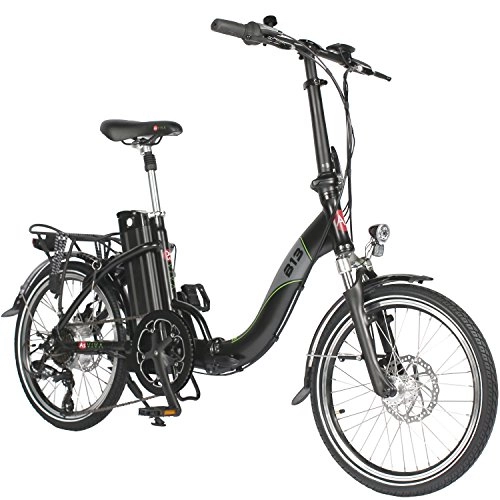Road Bike : AsVIVA e-Bike B13 folding bicycle 20" wheels, 36V 250 Watt rear Motor with 7-Speed-Shimano-Gearshift, Disc brakes and powerfull 15.6Ah Samsung-Cell-Battery - Color Black