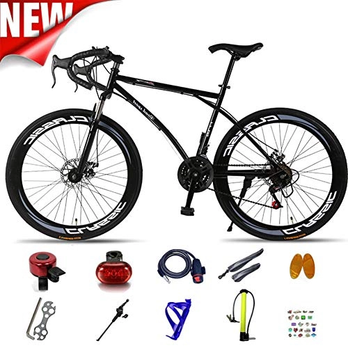 Road Bike : ATGTAOS 26 Inch Road Bike, 24 Speed, Variable Speed Fixed Gear Bicycle, Mountain, Solid tire, Shock Absorbing Front Fork, Dual Disc Brake, Student, Teenager, Female, Adult, Male