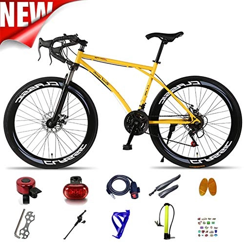 Road Bike : ATGTAOS 26 Inch Road Bike, Mountain, Variable Speed Fixed Gear Bicycle, Shock Absorbing Front Fork, Solid tire, 24 Speed, Dual Disc Brake, Student, Teenager, Female, Adult, Male
