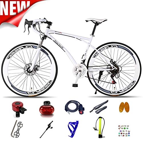 Road Bike : ATGTAOS 26 Inch Road Bike, Mountain, Variable Speed Fixed Gear Bicycle, Solid tire, 24 Speed, Shock Absorbing Front Fork, Dual Disc Brake, Student, Teenager, Female, Adult, Male