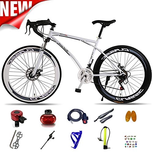 Road Bike : ATGTAOS 26 Inch Road Bike, Variable Speed Fixed Gear Bicycle, 24 Speed, Mountain, Solid tire, Shock Absorbing Front Fork, Dual Disc Brake, Student, Teenager, Female, Adult, Male