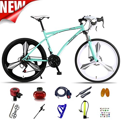 Road Bike : ATGTAOS 26 Inch Road Bike, Variable Speed Fixed Gear Bicycle, Mountain, Shock Absorbing Front Fork, One Piece Solid Tire, 24 Speed, Dual Disc Brake, Student, Teenager, Female, Adult, Male, 4