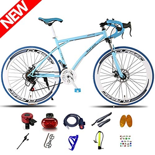 Road Bike : ATGTAOS 26 Inch Variable Speed Fixed Gear Bicycle, Solid tire, Mountain, Road Bike, Shock Absorbing Front Fork, 24 Speed, Dual Disc Brake, Student, Teenager, Female, Adult, Male, 2