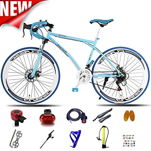 Road Bike : ATGTAOS Variable Speed Fixed Gear Bicycle, Mountain, 26 Inch Road Bike, Solid tire, 24 Speed, Shock Absorbing Front Fork, Dual Disc Brake, Student, Teenager, Female, Adult, Male