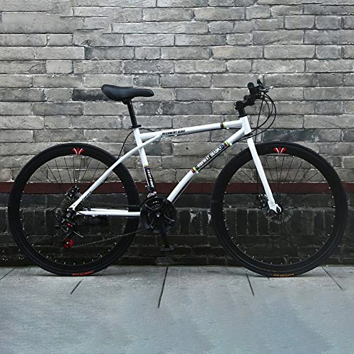 Road Bike : AURALLL Road Bikes for Adult Men Women Portable, Dual Disc Brake Bike High Carbon Steel Racing Bike, Aluminum Stem Design