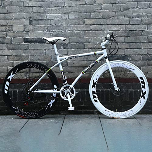Road Bike : AURALLL Urban Bike City Series Road Bikes High-Carbon Steel Road Bicycle Double Disc Brake for Races, Roads, Trips, Cycling Races, Commuting, White