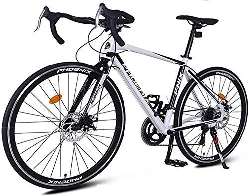 Road Bike : AYHa 14 Speed Road Bike, Aluminum Frame City Commuter Bicycle, Mechanical Disc Brakes Endurance Road Bicycle, 700 * 23C Wheels, White