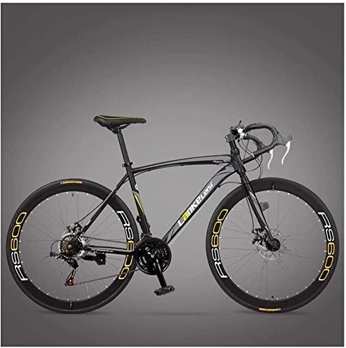 Road Bike : AYHa Road Bike, Adult High-Carbon Steel Frame Ultra-Light Bicycle, Carbon Fiber Fork Endurance Road Bicycle, City Utility Bike, Black, 21 Speed