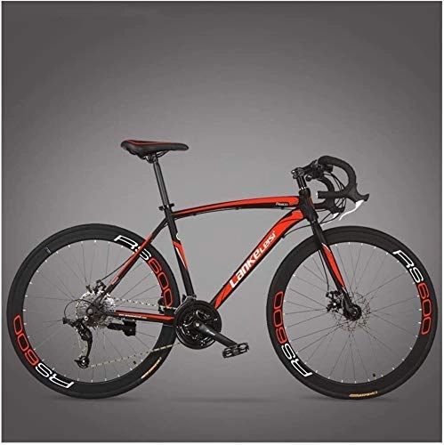 Road Bike : AYHa Road Bike, Adult High-Carbon Steel Frame Ultra-Light Bicycle, Carbon Fiber Fork Endurance Road Bicycle, City Utility Bike, Red, 21 Speed