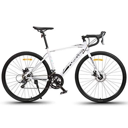Road Bike : AZYQ 16 Speed Road Bike, Lightweight Aluminium Road Bike, Oil Disc Brake System, Adult Men City Commuter Bicycle, Perfect for Road or Dirt Trail Touring, White, White