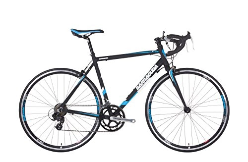 Road Bike : BarracudaCorvusMens' Road Bike Black / Blue, 22" inch alloy frame, 14 speed powerful alloy dual-pivot calliper with road-specific drop bar brake levers Shimano double ring with 170 mm crank length