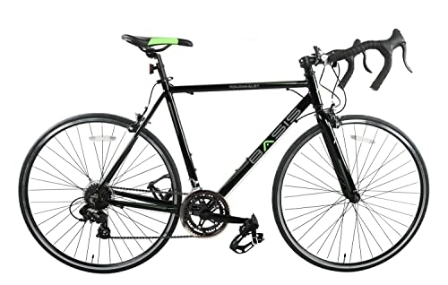 Road Bike : Basis Tourmalet 14 Adults Road Bike, Alloy Frame, 700c Wheel, 14 Speed - Black / Lime (56cm)