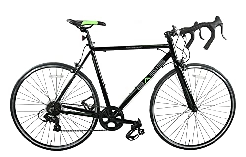 Road Bike : Basis Tourmalet Adult Road Bike, Alloy Frame, 700c Wheel, 7 Speed - 56cm Frame - Black / Green