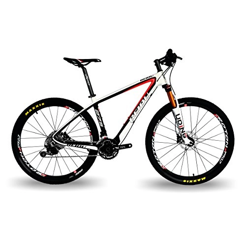 Road Bike : BEIOU 650B Mountain Bike 27.5-Inch 10.7kg T800 Carbon Fiber Ultralight Frame 30 Speed SHIMANO M610 DEORE MTB Matte 3K CB20 (Mattle White, 17-Inch)
