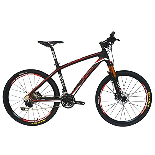 Road Bike : BEIOU Carbon Fiber Mountain Bike Hardtail MTB 10.65 kg SHIMANO M610 DEORE 30 Speed Ultralight Frame RT 26-Inch Professional Internal Cable Routing Toray T800 Carbon Hubs Matte CB025A (17-Inch)