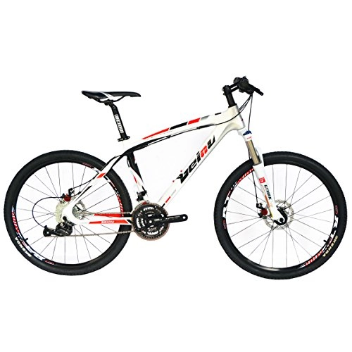 Road Bike : BEIOU Toray T700 Carbon Fiber Mountain Bike Complete Bicycle MTB 27 Speed 26-Inch Wheel SHIMANO 370 CB004 (White Red, 17-Inch)
