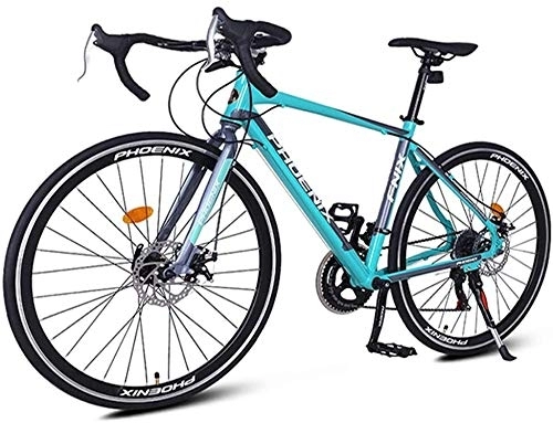 Road Bike : Bicycle 14 Speed Road Bike, Aluminum Frame City Commuter Bicycle, Mechanical Disc Brakes Endurance Road Bicycle, 700 * 23C Wheels, White (Color : Blue)