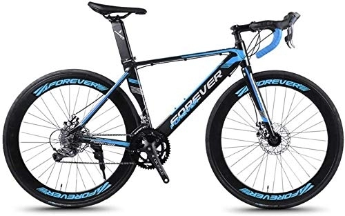 Road Bike : Bicycle 14 Speed Road Bike, Aluminum Frame Road Bicycle, Men Women Racing Bicycle with Mechanical Disc Brakes, City Commuter Bicycle City Utility Bike, Orange (Color : Blue)