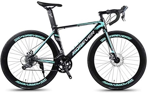 Road Bike : Bicycle 14 Speed Road Bike, Aluminum Frame Road Bicycle, Men Women Racing Bicycle with Mechanical Disc Brakes, City Commuter Bicycle City Utility Bike, Orange (Color : Green)