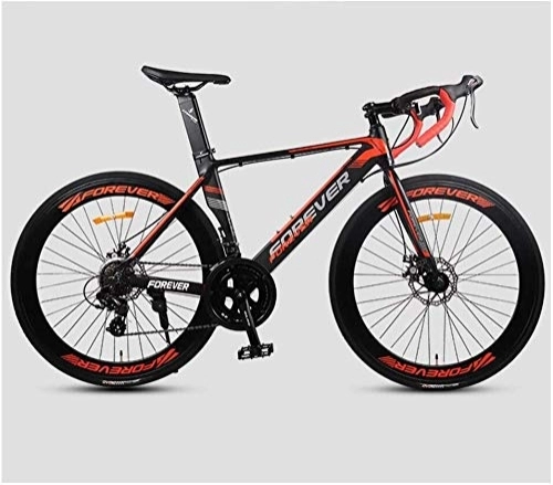 Road Bike : Bicycle 26 Inch Road Bike, Adult 14 Speed Dual Disc Brake Racing Bicycle, Lightweight Aluminium Road Bike, Perfect for Road Or Dirt Trail Touring, Orange (Color : Red)