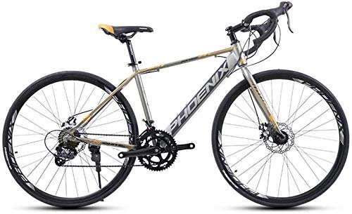 Road Bike : Bicycle Adult Road Bike, 14 Speed 700C Wheels Road Bicycle, Alloy Frame Bicycle with Disc Brakes, Perfect For Road Or Dirt Trail Touring (Color : Silver)