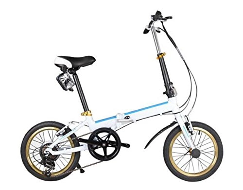 Road Bike : Bicycle Child Aluminum Alloy Folding Bike 7 Speed 20 Inch / 16 Inch Student Folding Bicycle Cyclocross, White-20in