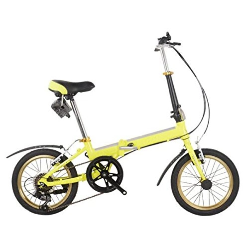 Road Bike : Bicycle Child Aluminum Alloy Folding Bike 7 Speed 20 Inch / 16 Inch Student Folding Bicycle Cyclocross, Yellow-20in