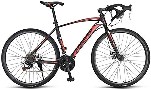Road Bike : Bicycle Men Road Bike, 21 Speed High-carbon Steel Frame Road Bicycle, Full Steel Racing Bike with with Dual Disc Brake, 700 * 28C Wheels, White (Color : Red)