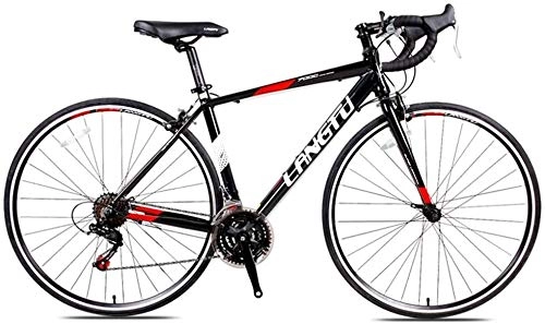 Road Bike : Bicycle Road Bike, 21 Speed Adult Road Bicycle, Double V Brake 700C Wheels Racing Bicycle, Lightweight Aluminium Men Women Road Bike, Black Red (Color : Black Red)