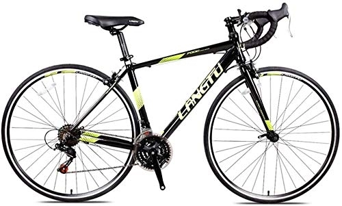 Road Bike : Bicycle Road Bike, 21 Speed Adult Road Bicycle, Double V Brake 700C Wheels Racing Bicycle, Lightweight Aluminium Men Women Road Bike, Black Red (Color : Black Yellow)
