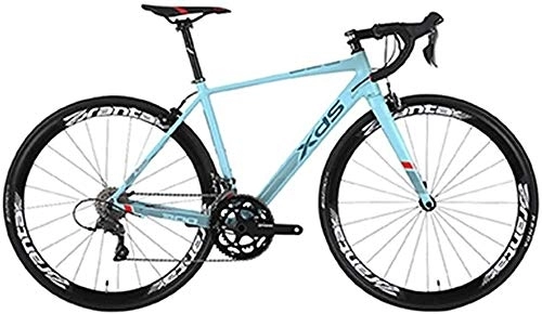 Road Bike : Bicycle Road Bike, Adult 16 Speed Racing Bicycle, 480MM Ultra-Light Aluminum Aluminum Frame City Commuter Bicycle, Perfect For Road Or Dirt Trail Touring, Gray (Color : Blue)